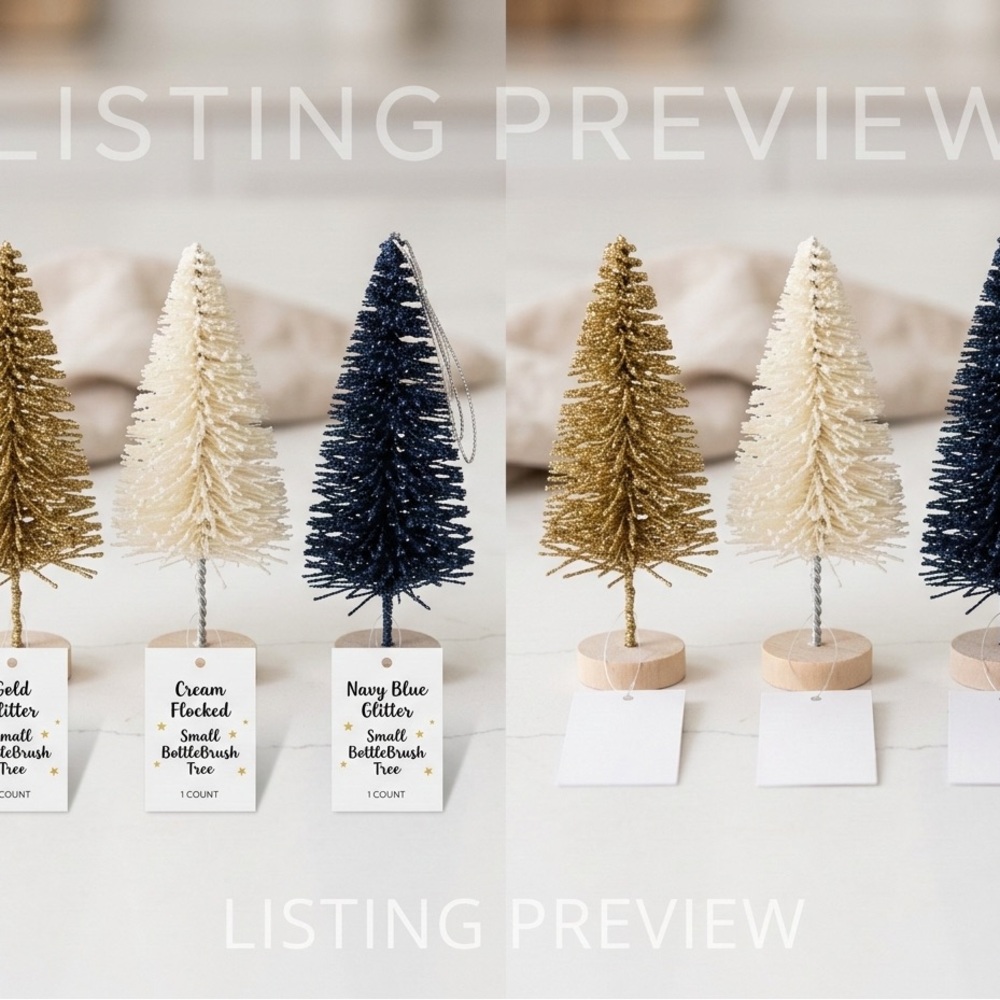 Target Gold, Cream, and Navy Blue Bottlebrush Trees